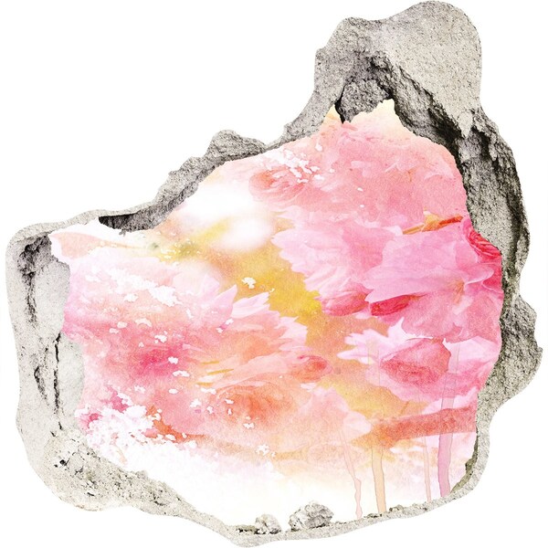 3d-s lyuk vizuális effektusok matrica Virágos tájkép a falon lévő lyuk mögött