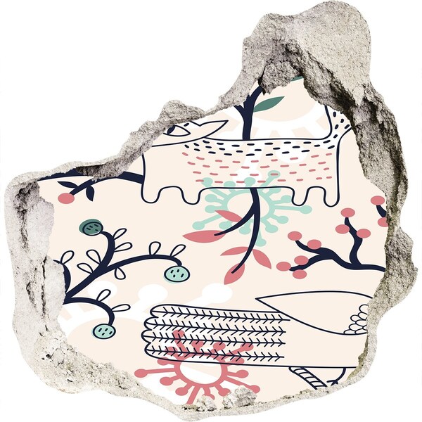 3d-s lyuk vizuális effektusok matrica Virágminta természeti elemekkel