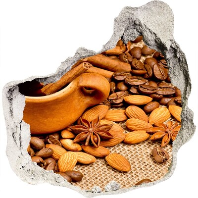 3d-s lyuk vizuális effektusok matrica Kávélakoma egy lyukon a falban