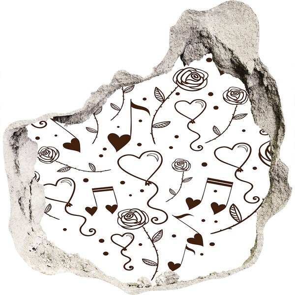 3d-s lyuk vizuális effektusok matrica Zenei szívek és rózsák