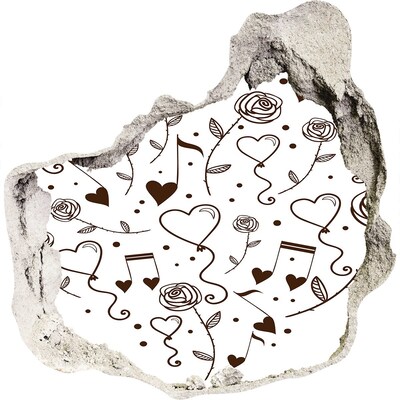 3d-s lyuk vizuális effektusok matrica Zenei szívek és rózsák