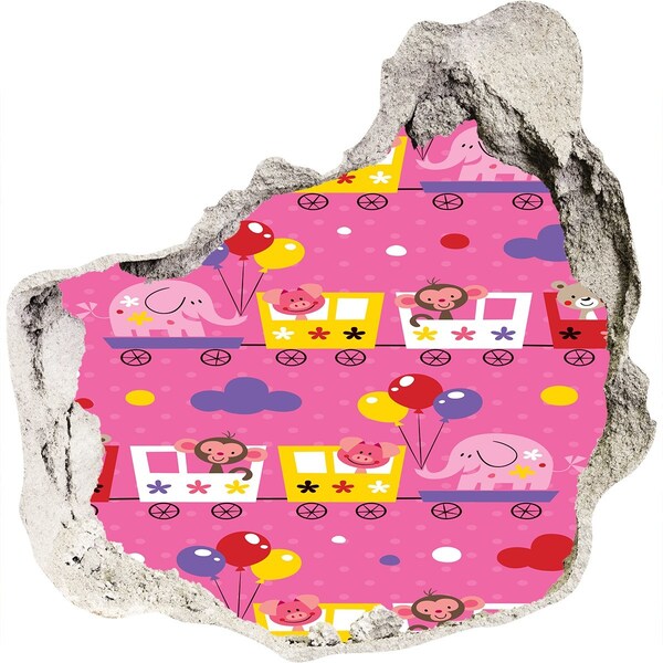 3d-s lyuk vizuális effektusok matrica Színes vonat lufikkal