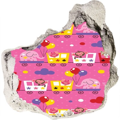 3d-s lyuk vizuális effektusok matrica Színes vonat lufikkal