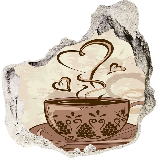 3d-s lyuk vizuális effektusok matrica Egy bájos csésze gőzölgő kávé