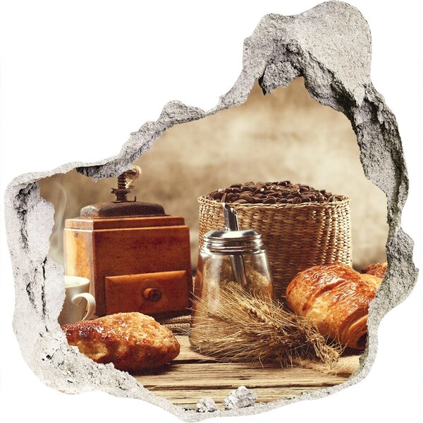 3d-s lyuk vizuális effektusok matrica Reggeli kávé és friss kenyér