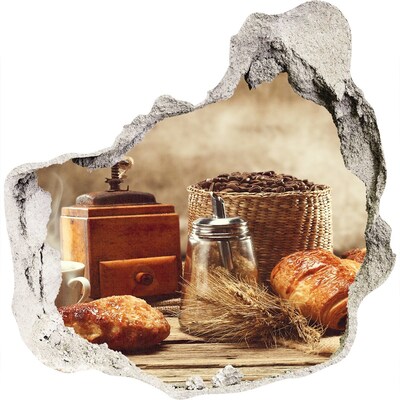 3d-s lyuk vizuális effektusok matrica Reggeli kávé és friss kenyér