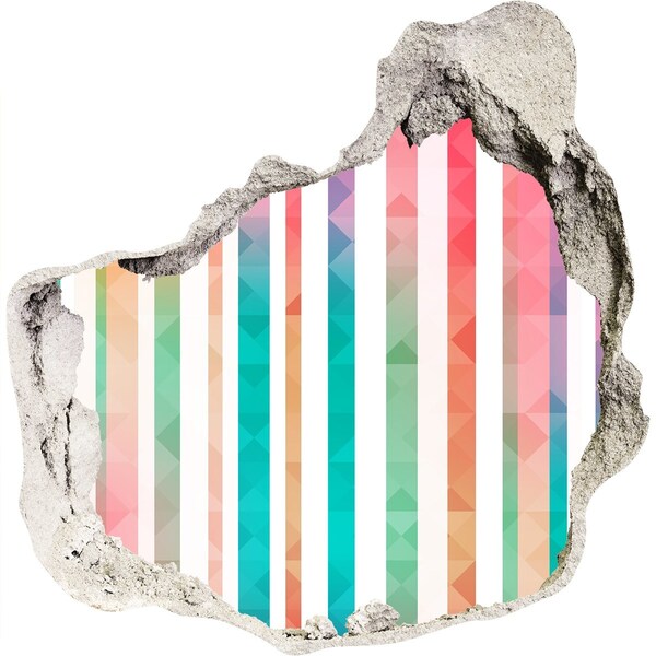 3d-s lyuk vizuális effektusok matrica Színes geometria a falon lévő lyuk mögött