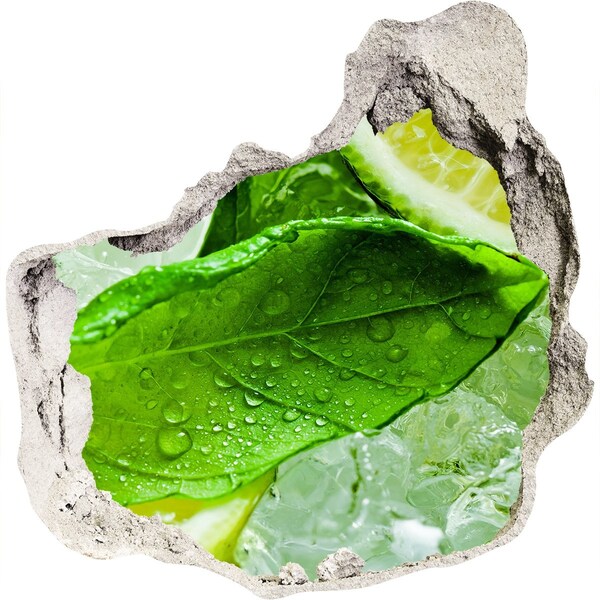 3d-s lyuk vizuális effektusok matrica Friss mentalevelek jégen