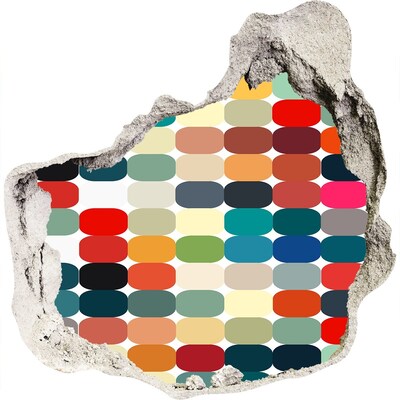 3d-s lyuk vizuális effektusok matrica Színes mozaik egy lyukon keresztül a falon