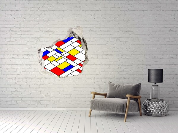 3d-s lyuk vizuális effektusok matrica Absztrakt minta Mondrian stílusában