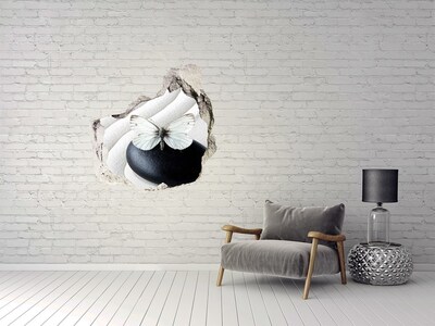 3d-s lyuk vizuális effektusok matrica Egy pillangó egy kövön zen környezetben