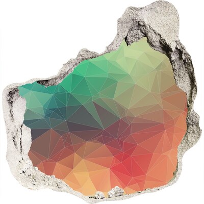 3d-s lyuk vizuális effektusok matrica Színes geometria egy lyukban a falban