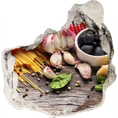 3d-s lyuk vizuális effektusok matrica Olasz konyha tésztával és fokhagymával