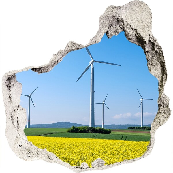 3d-s lyuk vizuális effektusok matrica Szélerőművek zöld mezőkön