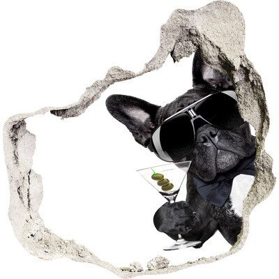 3d-s lyuk vizuális effektusok matrica Stílusos kutya itallal