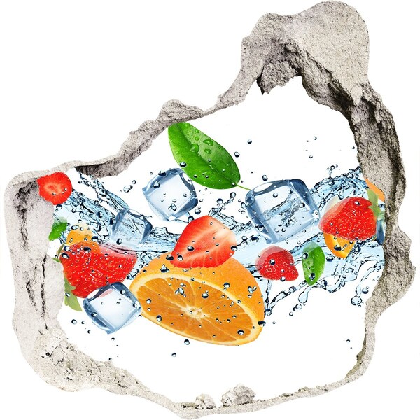 3d-s lyuk vizuális effektusok matrica Gyümölcs koktél egy vízrobbanásban