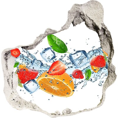 3d-s lyuk vizuális effektusok matrica Gyümölcs koktél egy vízrobbanásban