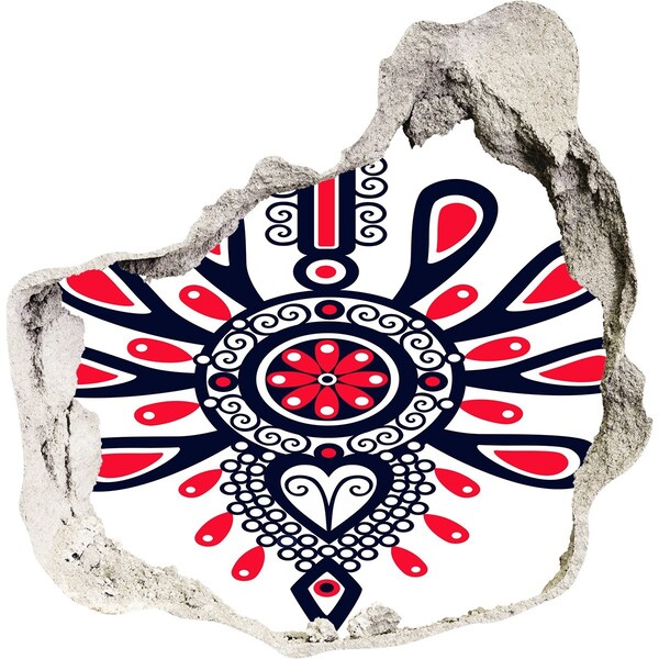 3d-s lyuk vizuális effektusok matrica Színes etnikai minta egy lyukban a falon