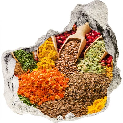 3d-s lyuk vizuális effektusok matrica Színes fűszerek a piactéren