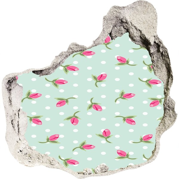 3d-s lyuk vizuális effektusok matrica Virágminta zöld háttéren