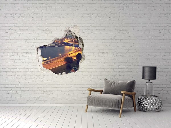 3d-s lyuk vizuális effektusok matrica Kilátás a városra éjszaka