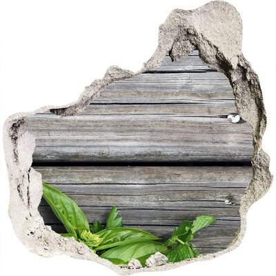 3d-s lyuk vizuális effektusok matrica Sérült fal fa padlóval