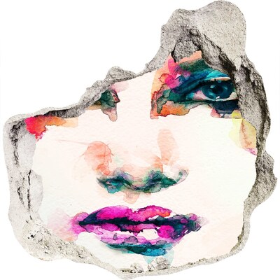 3d-s lyuk vizuális effektusok matrica Egy színes portré egy lyukban a falban