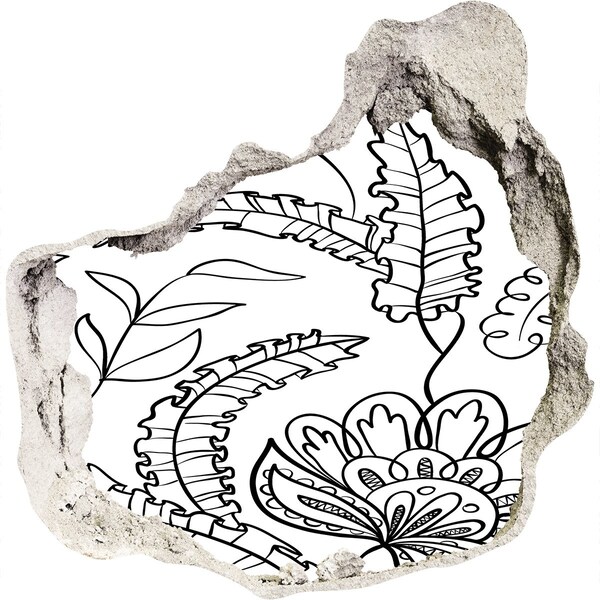 3d-s lyuk vizuális effektusok matrica Trópusi növényzet egy lyukban a falban