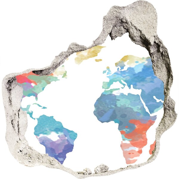 3d-s lyuk vizuális effektusok matrica Világtérkép egy lyukban a falban