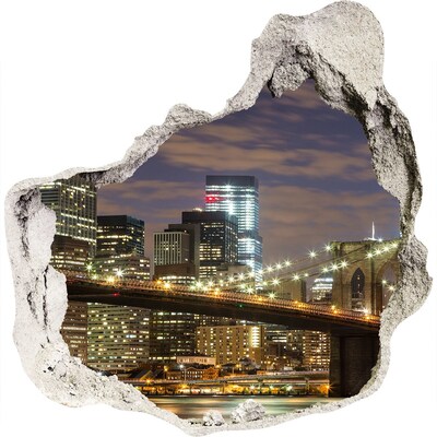 3d-s lyuk vizuális effektusok matrica Kilátás a Brooklyn hídra éjszaka