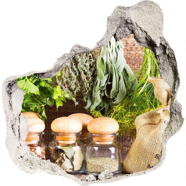 3d-s lyuk vizuális effektusok matrica Gyógynövényes sarok a konyhában