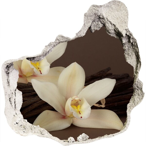 3d-s lyuk vizuális effektusok matrica Orchidea virágok egy sérült falban