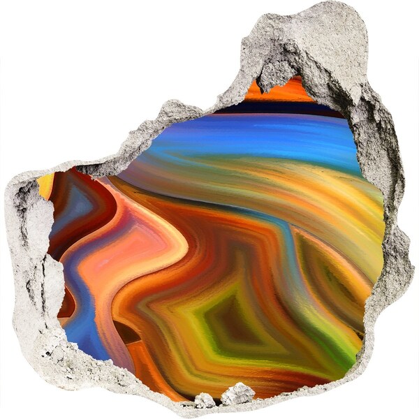 3d-s lyuk vizuális effektusok matrica Egy színes tájkép egy lyukban a falban