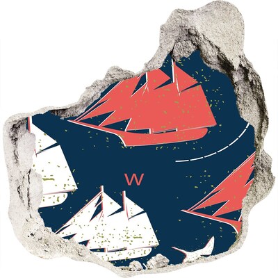 3d-s lyuk vizuális effektusok matrica Hajók a tengeren