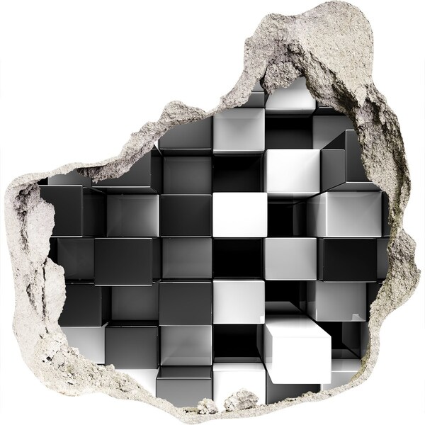 3d lyuk fal dekoráció Fekete-fehér kockák a falban