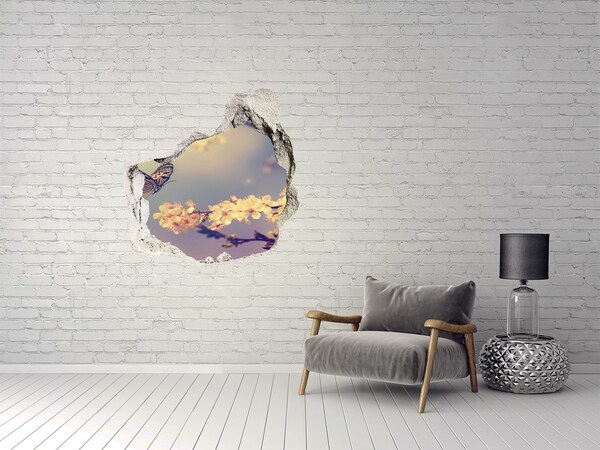 3d lyuk fal dekoráció Cseresznyevirág és a pillangó