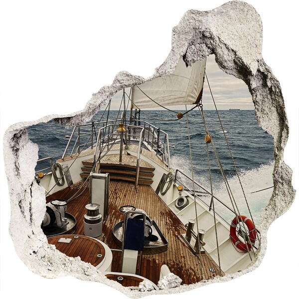 3d lyuk fal dekoráció Egy jacht a tengeren
