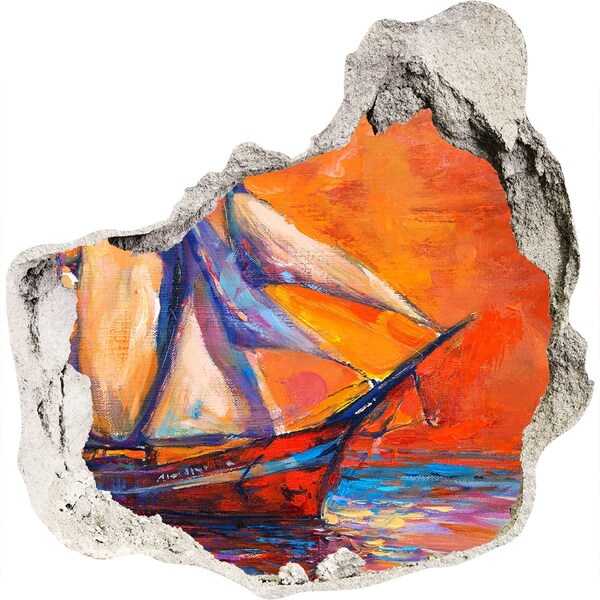 3d lyuk fal dekoráció Naplemente a tengeren