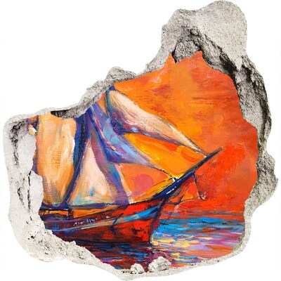 3d lyuk fal dekoráció Naplemente a tengeren