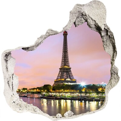 3d lyuk fal dekoráció Az Eiffel-torony alkonyatkor