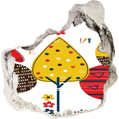 3d lyuk fal dekoráció Színes fák egy lyukban a falban