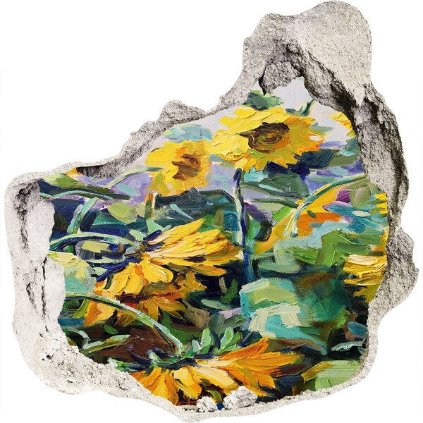 3d lyuk fal dekoráció Napraforgó virágok a kertben