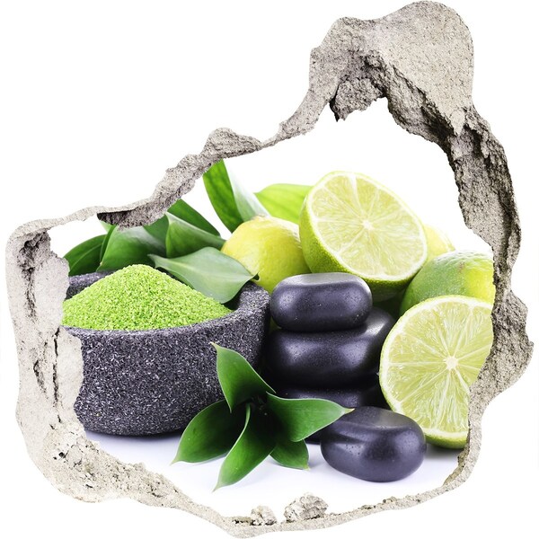 3d lyuk fal dekoráció Friss citrusfélék és fűszernövények