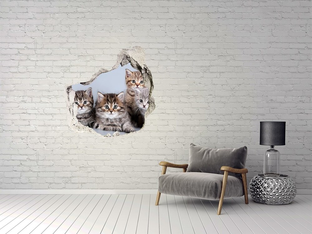 3d lyuk fal dekoráció Öt macskák