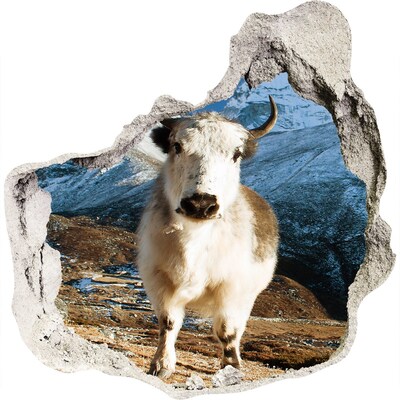 3d lyuk fal dekoráció Hegyi bivaly egy lyukban a falban