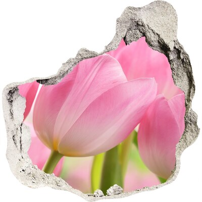 3d lyuk fal dekoráció Rózsaszín tulipánok
