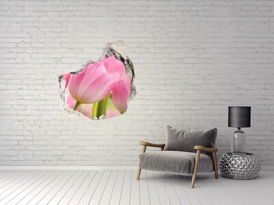 3d lyuk fal dekoráció Rózsaszín tulipánok