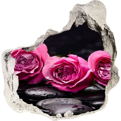 3d lyuk fal dekoráció Rózsaszín rózsa