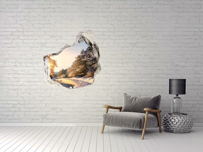 3d lyuk fal dekoráció Téli táj az erdőben