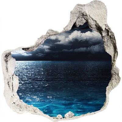 3d lyuk fal dekoráció Éjszakai kilátás a tengerre